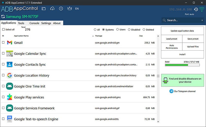 Полезни инструменти за Galaxy и Android устройствата 4 ADB AppControl е инструмент за премахване на приложения в Android.