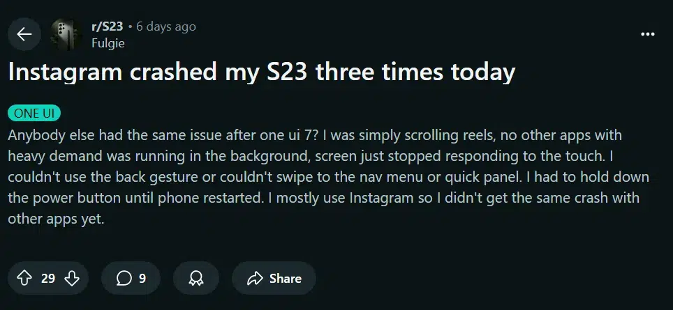 prilojenieto instagram krashva cyalata operacionna sistema galaxy s23 ultra