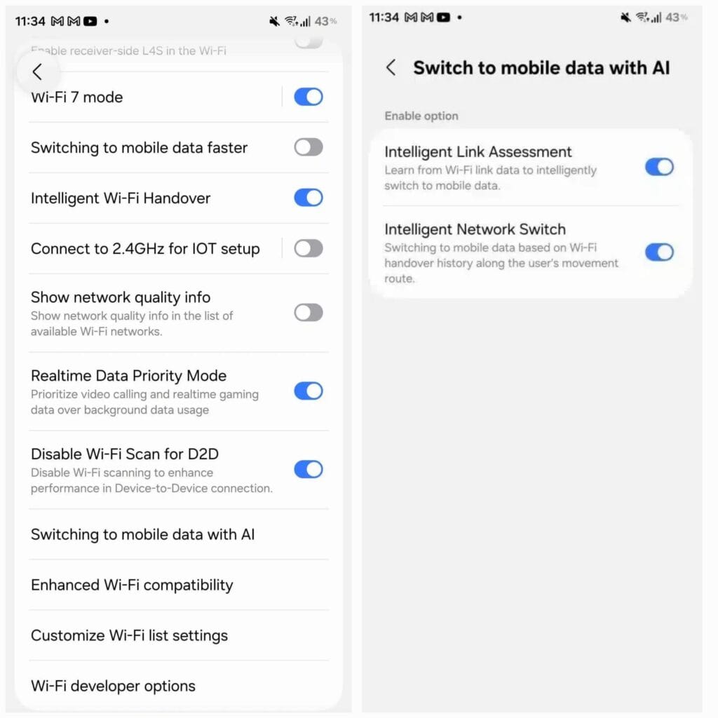One UI 8.5: AI ще помага при превключването между WiFi и мобилни данни 2 One UI 8.5