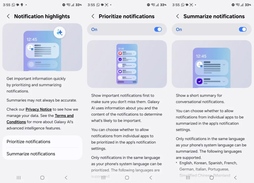 Серията Galaxy S25 получава Notification Highlights с новия ъпдейт на One UI 8.5 2 Galaxy S25 и Notification Hglights