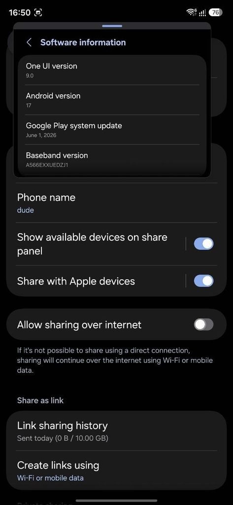 Samsung Galaxy A56 получава One UI 9 и поддръжка за AirDrop 2 Quick Share в One UI 9 при Galaxy A56