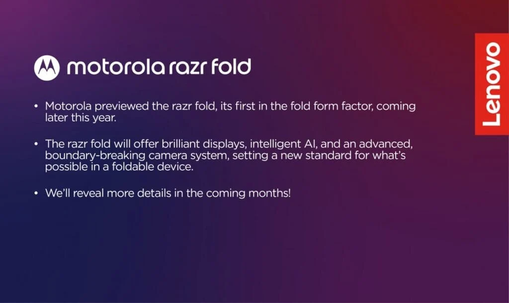 Motorola Razr Fold ще е пряк конкурент на Galaxy Z Fold8 3 Официален анонс от Motorola за Motorola Razr Fold.